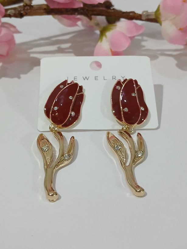 گوشواره مینا کاری گل لاله